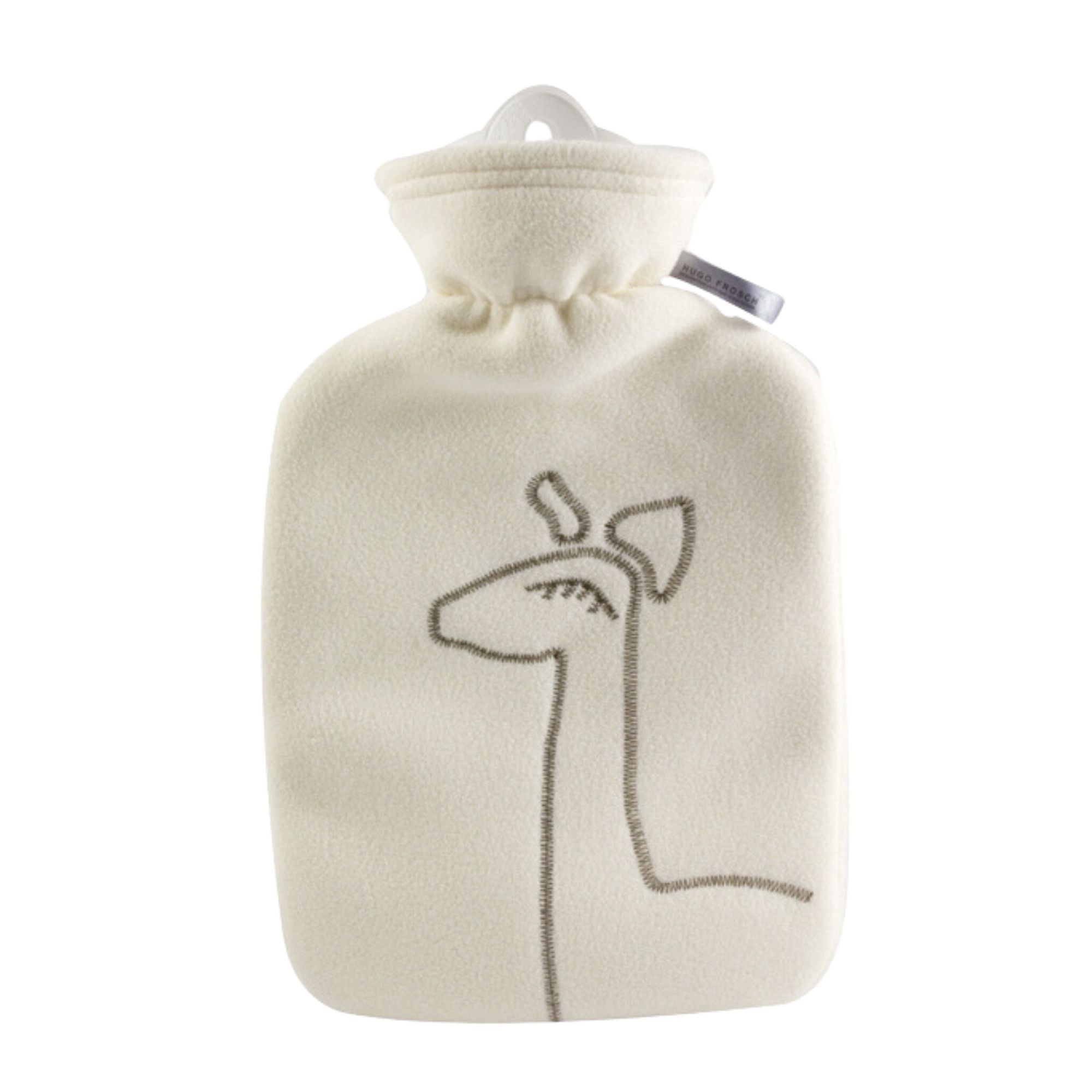 1.8L Classic Hot Water Bottle with Giraffe Print White Fleece Cover - Rubber-Free, Leak-Proof for Winter Warmth, Pain Relief & Cozy Nights at Home or Travel