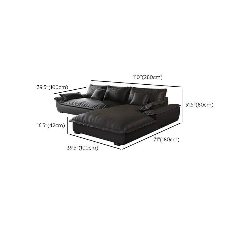 Modern L-Shaped Sectional Sofa with Chaise Lounge in Black - Sturdy Concealed Support - Perfect for Living Room, Home Theater, and Small Spaces