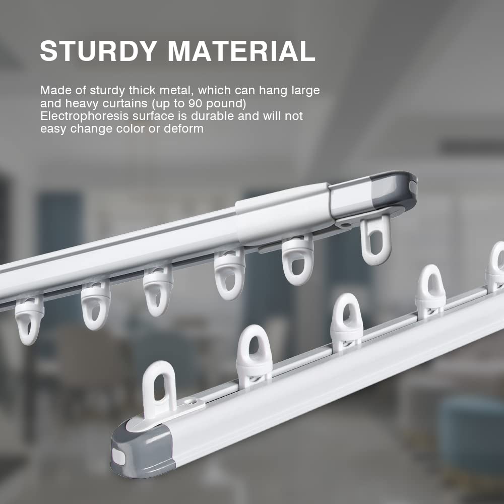 Adjustable Telescopic Ceiling Mount Curtain Track System (51-94 Inch) - White Room Divider for Home & Office Partition - Perfect for Living Rooms, Bedrooms, and Studio Spaces