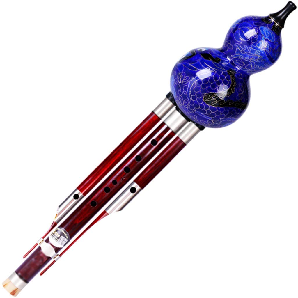 Traditional Chinese Cloisonne Gourd Flute (Hulusi) - Handcrafted Blue G-Key Instrument for Beginners & Professionals | Perfect Gift for Music Lovers | Ideal for Meditation, Cultural Performances & Music Therapy