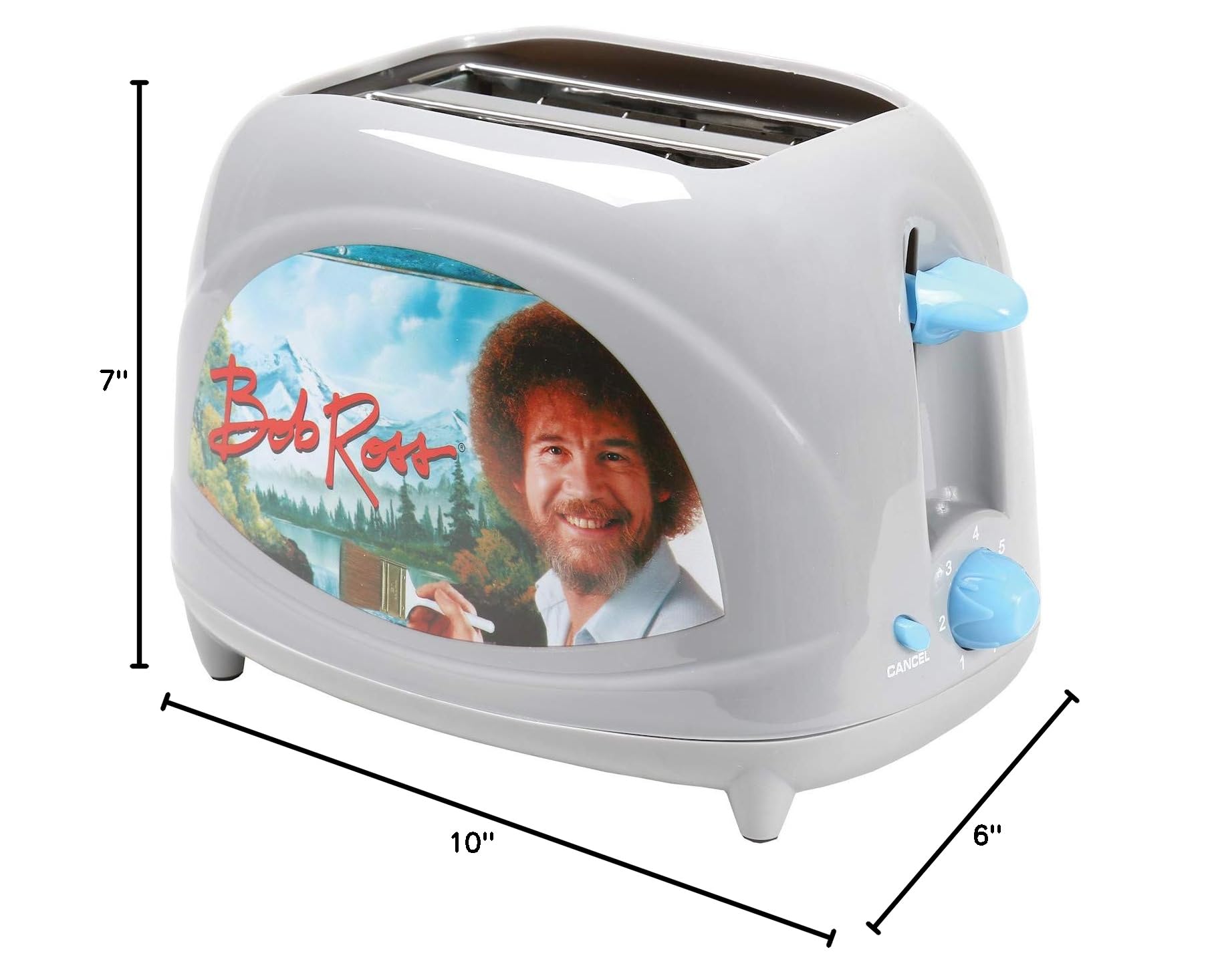 Bob Ross Toaster - 2 Slice Toaster That Prints Bob Ross' Iconic Face on Bread - Perfect for Breakfast, Gifts & Art Lovers