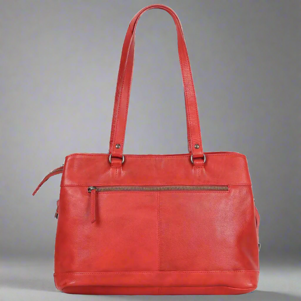 MET Classic Genuine Leather Tote Bag with Dual Handles - Stylish & Durable Women's Handbag for Work, Travel & Everyday Use