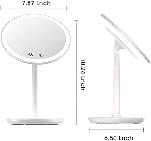 LED Makeup Mirror with Lights & 10X Magnification - Adjustable Brightness Touch Control Vanity Mirror with Stand & USB Charging - Perfect for Home, Bathroom, Dressing Room & Travel