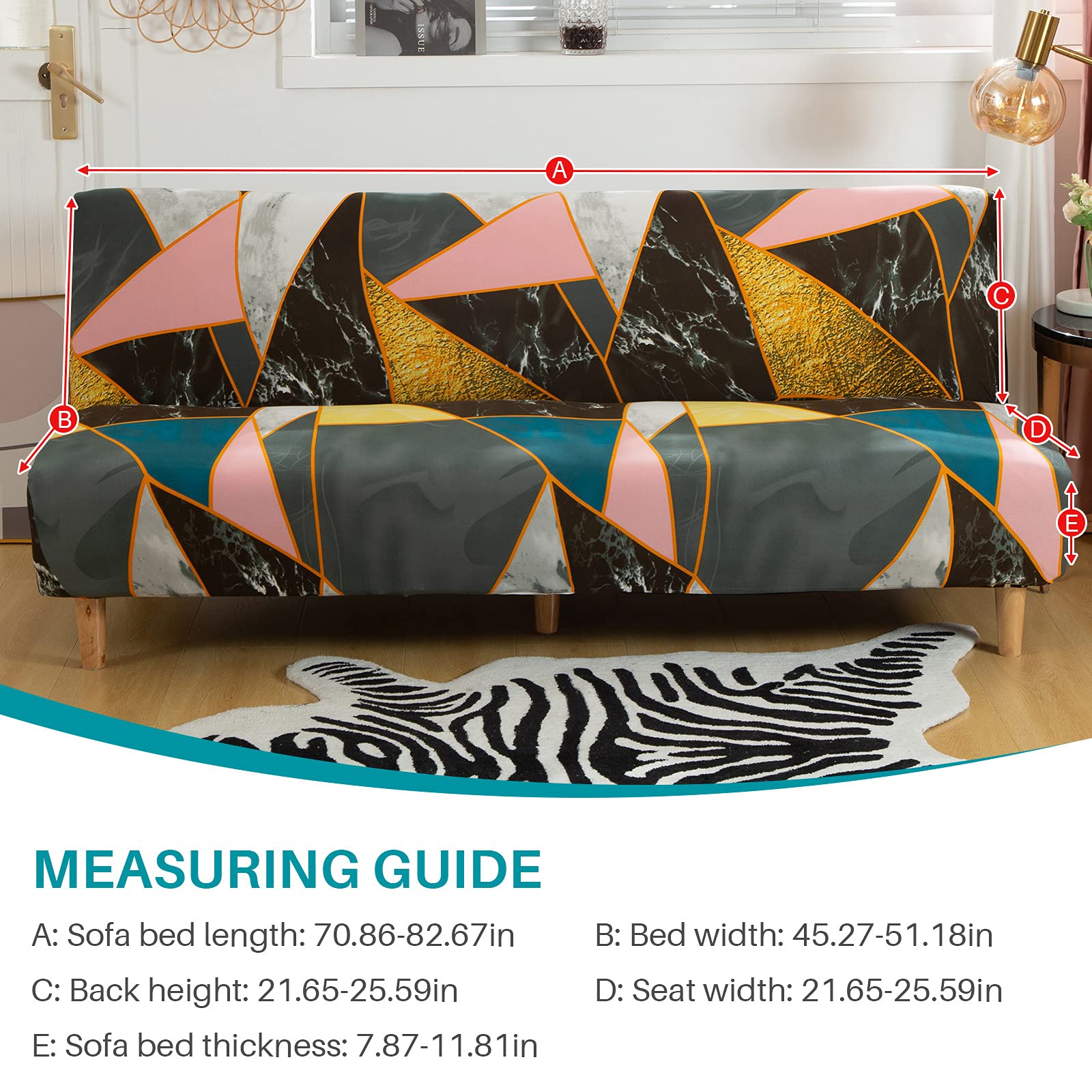 Beacon Pet Stretch Sofa Slipcover - Armless Futon Cover, Printed Fitted Furniture Protector, Elastic Polyester Spandex, Washable Armless Sofa Cover for Folding Couch Shield - Perfect for Pet Owners, Living Room Decor & Furniture Protection