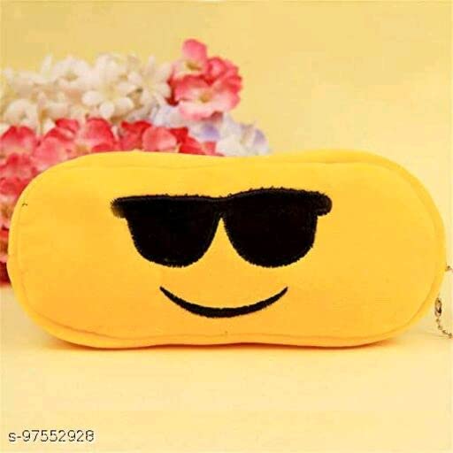 Abhiswa Emoji Pencil Case with Smooth Zipper - School Supplies Organizer for Pencils, Pens & Art Tools (3-Pack, Yellow) - Perfect for Backpack, Classroom & Homework Organization