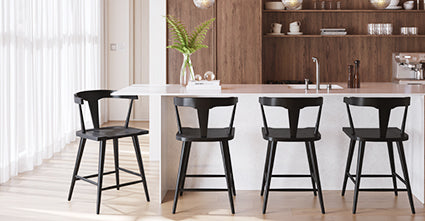 Enzo Counter Stool - Modern Kitchen Bar Stools with Back Support, Adjustable Height for Breakfast Nook, Home Bar & Dining Room Decor