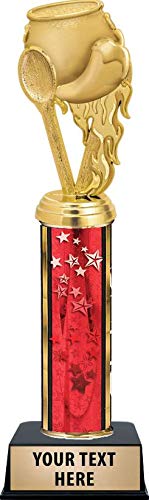 Custom Engraved Red Star Chili Pot Trophy Award - Personalized Cooking Competition Prize for BBQ, Chili Cook-Off & Culinary Events