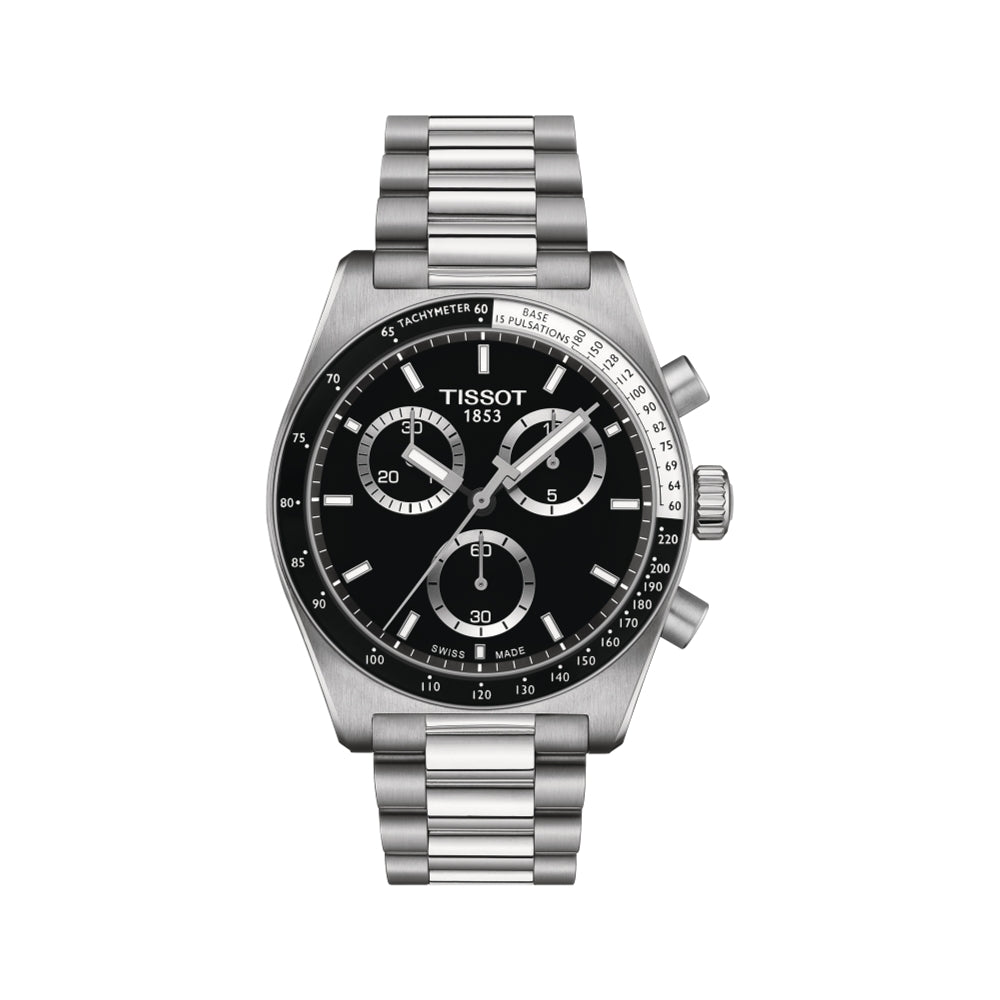 PR516 40mm Black Quartz Chronograph Watch with Stainless Steel Bracelet - Perfect for Men's Casual, Business & Formal Wear
