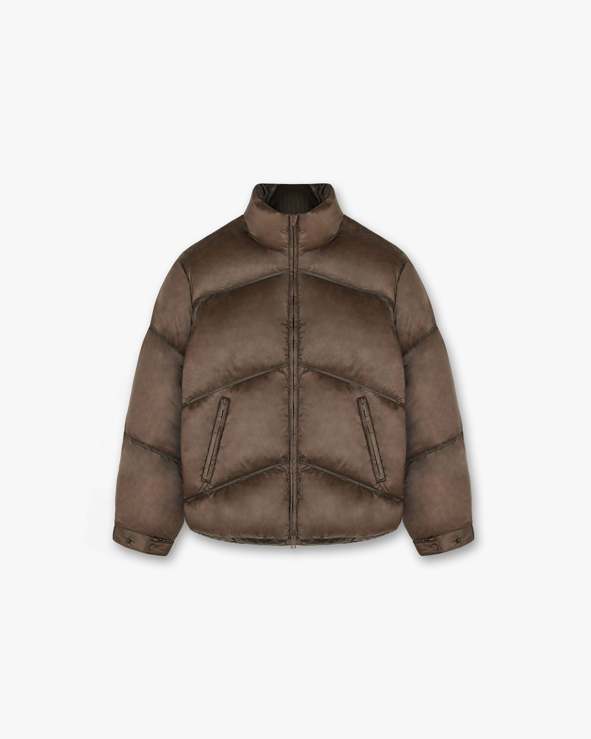 Washed Brown Puffer Jacket for Men & Women - Lightweight Warm Winter Coat for Outdoor Activities, Travel & Casual Wear