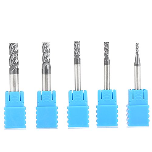 5Pcs Carbide End Mill Bits - 4 Flute Straight Cutter for Metal & Wood Engraving