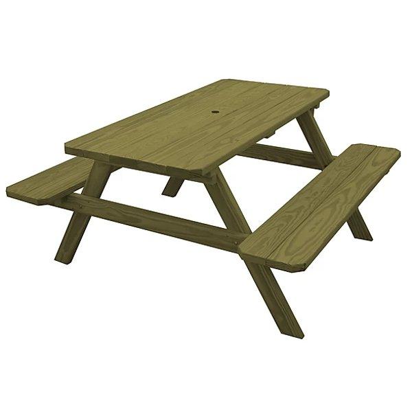 Durable Spruce Wood Picnic Table with Attached Benches - 4ft & 5ft Outdoor Dining Set for Backyard, Park, and Camping - Weather-Resistant Patio Furniture for Family Gatherings