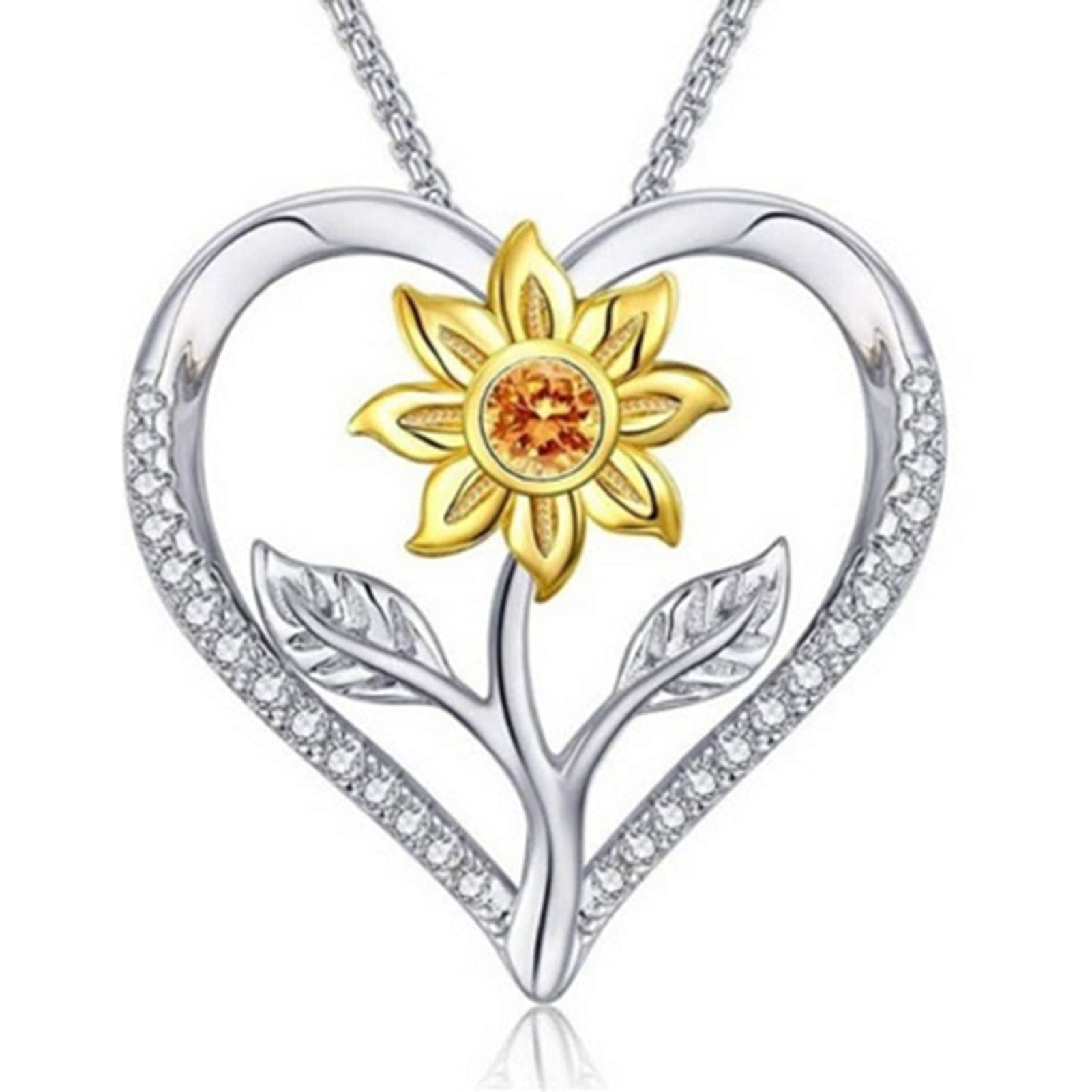 Elegant Sunflower Heart Pendant Necklace for Women - Adjustable Fashion Jewelry with Exquisite Craftsmanship | Perfect Gift for Her, Birthday, Anniversary & Everyday Wear