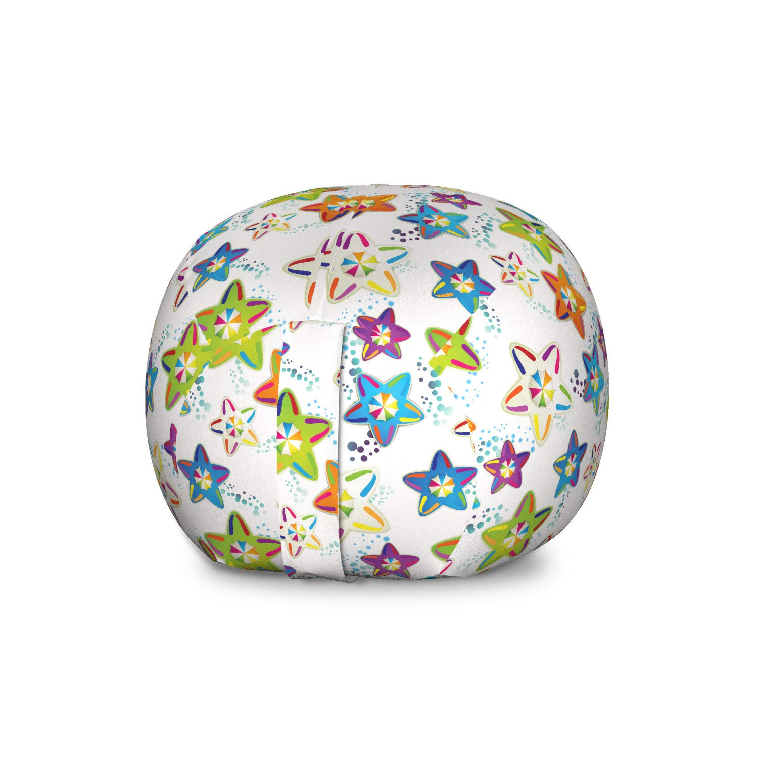 Ambesonne Large Washable Toy Storage Bag Chair - Colorful Star & Umbrella Design, Stuffed Animal Organizer for Kids Room, Playroom & Nursery - Multicolor Dotted Background Cartoon Style Celestial Shapes (Perfect for Toy Storage, Reading Nook & Kids Bedroom Decor)