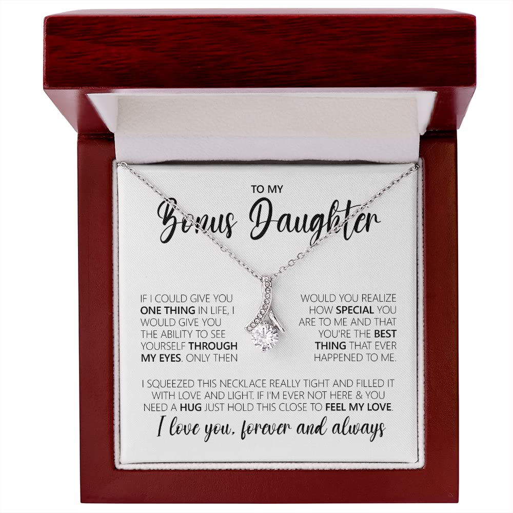 Bonus Daughter Necklace - Meaningful Stepdaughter Gift from Stepmom, Adopted Daughter Jewelry for Unbiological Mom - Perfect Birthday & Christmas Present for Stepdaughter - Ideal for Family Bonding, Special Occasions & Heartfelt Moments