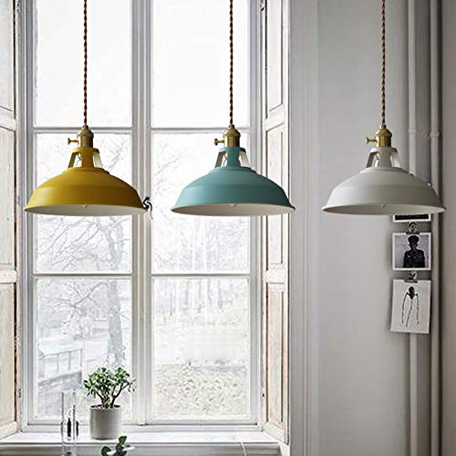 Dimmable H Track Pendant Lighting - Iron Art Sea Blue Industrial Style Ceiling Light for Loft, Office & Coffee Shop | Customizable 3-Light Track System | Perfect for Modern Workspaces & Commercial Decor