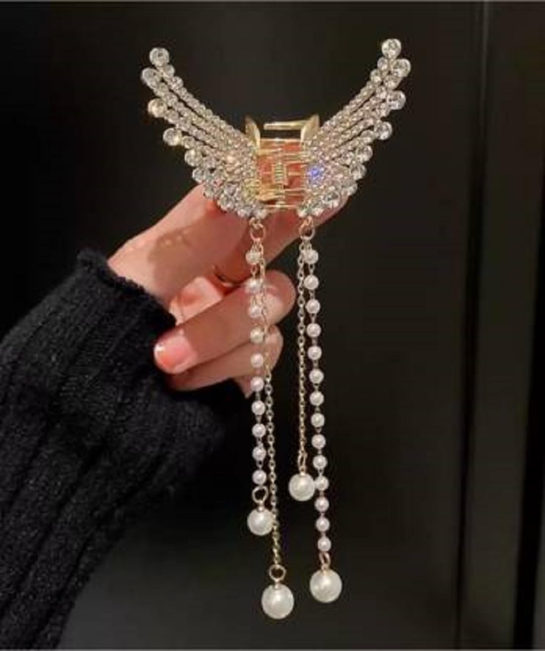 Stylish Large Butterfly Hair Claw Clips for Women - Non-Slip Metal Hair Clutcher with Pearl Accents | Perfect for Updos, Ponytails & Everyday Hairstyles | Sarpa Hair Accessories for Women & Girls
