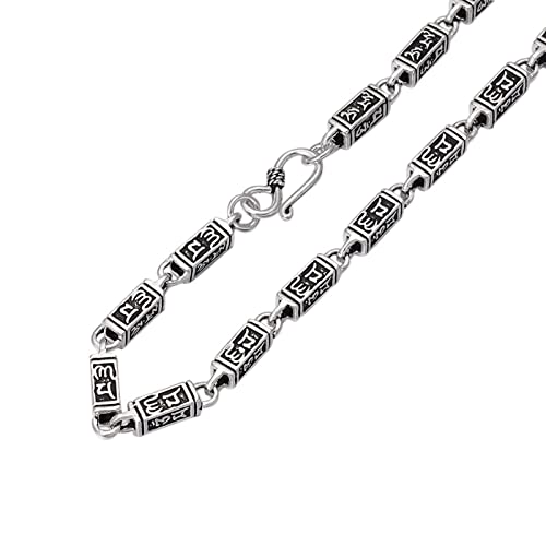 Homxi Men's Sterling Silver 6mm Chunky Chain Necklace - 20 Inch Mantra Necklace for Men | Perfect for Casual Wear, Layering & Gifts