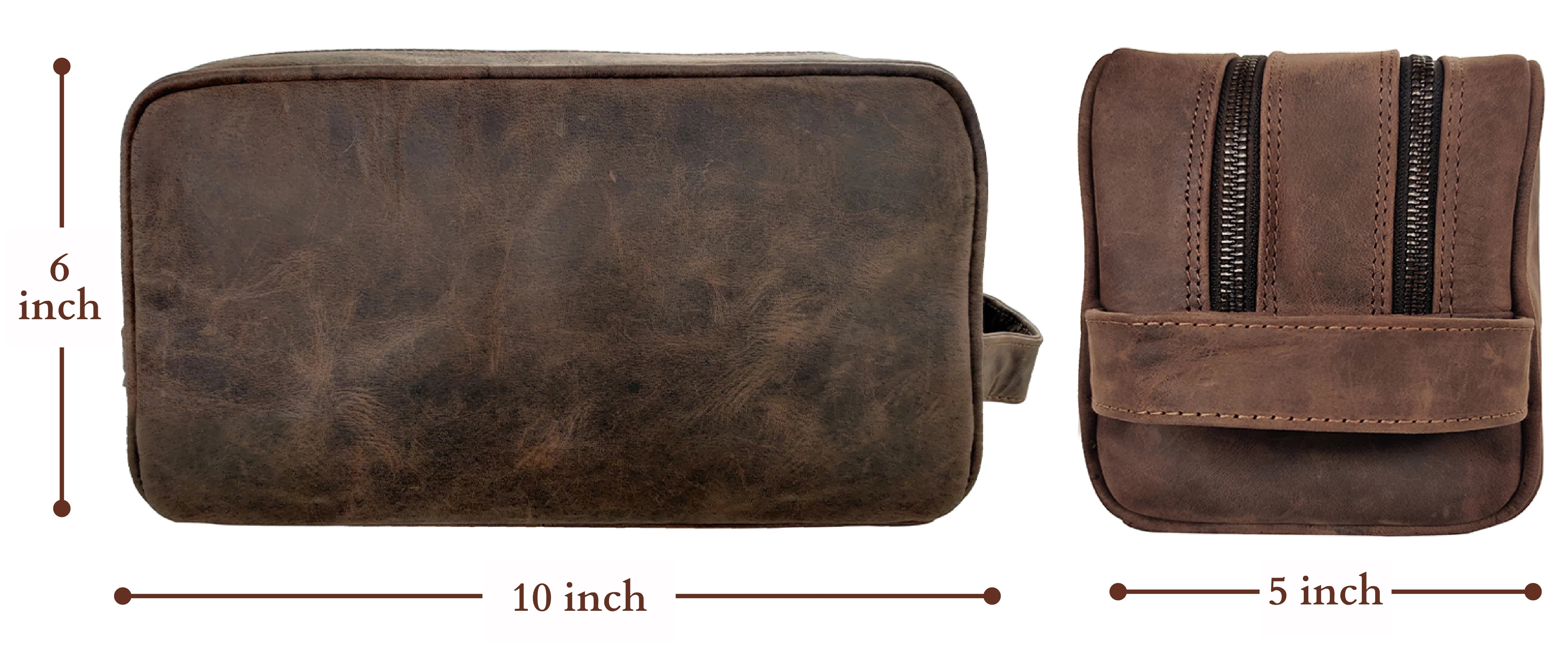 Johnny Men's Leather Travel Dopp Kit Toiletry Bag - Premium Dark Brown Leather Shaving Bag for Men - Perfect for Business Trips, Gym & Weekend Getaways