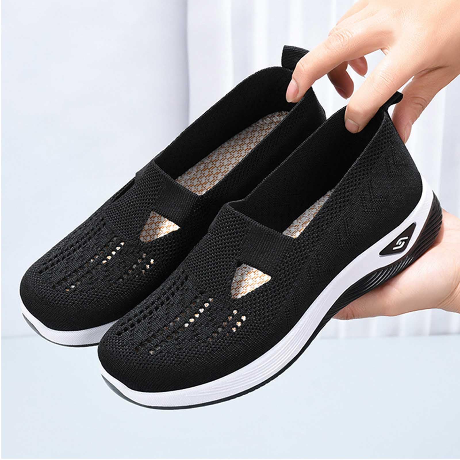 **Orthopedic Shoes for Women - Slip On Diabetic Walking Shoes with Arch Support, Breathable Knit Mesh & Soft Sole - Non-Slip Comfort Sneakers for Casual Wear, Walking & Daily Activities**