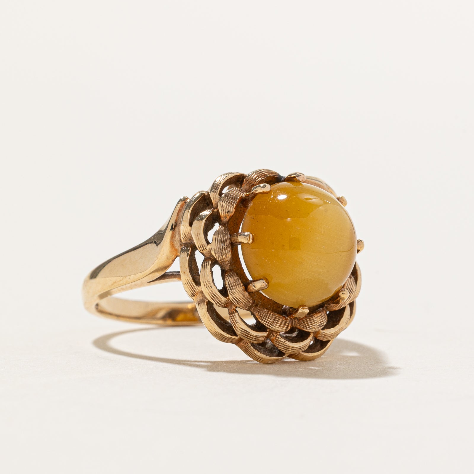 Cat's Eye Quartz Cocktail Ring - 3.50 Carat Genuine Gemstone Jewelry - Size 7.25 - Elegant Statement Ring for Women - Perfect for Evening Parties, Weddings & Special Occasions