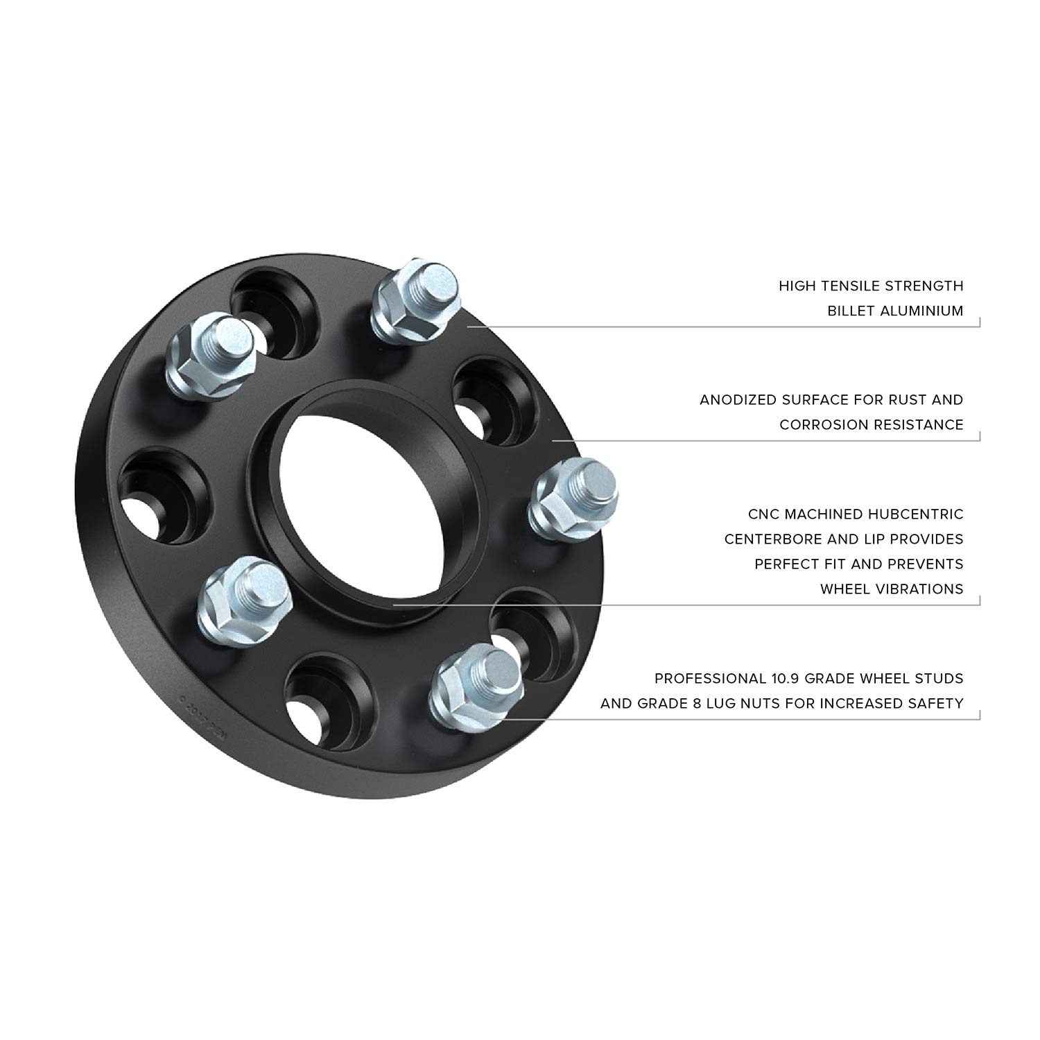2PCS 25mm (1 Inch) 5x114.3 Hubcentric Wheel Spacers - 67.1mm Bore, 12x1.5 Studs - Compatible with Hyundai Genesis, Tiburon, Veloster, Kia Optima, Soul, Mazda 3, Miata, Protege, Jeep Patriot, Toyota & More - Black - Perfect for Enhanced Stance, Wheel Fitment & Performance Upgrades