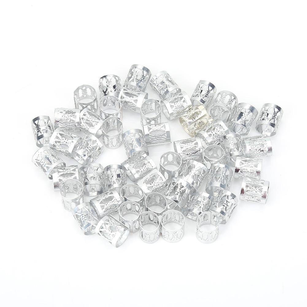 Aluminum Hair Rings & Dreadlock Beads Set - Hair Jewelry for Braids, Dreadlocks & Hair Cuffs - Metal Hair Accessories & Decorations for Women - Perfect for Festivals, Weddings & Boho Styling