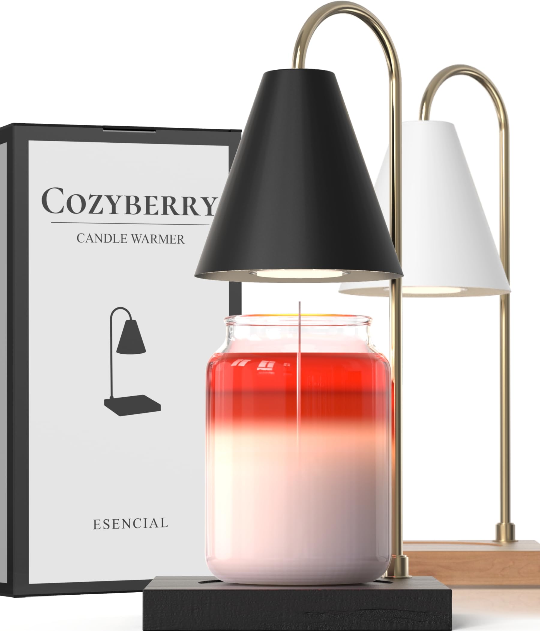 CozyBerry® Dimmable Candle Warmer Lamp with Timer - Compatible with Yankee Candle Large Jars & Wax Melts - Wood Black Candle Melter for Home, Office, Bedroom, Spa & Gift Giving