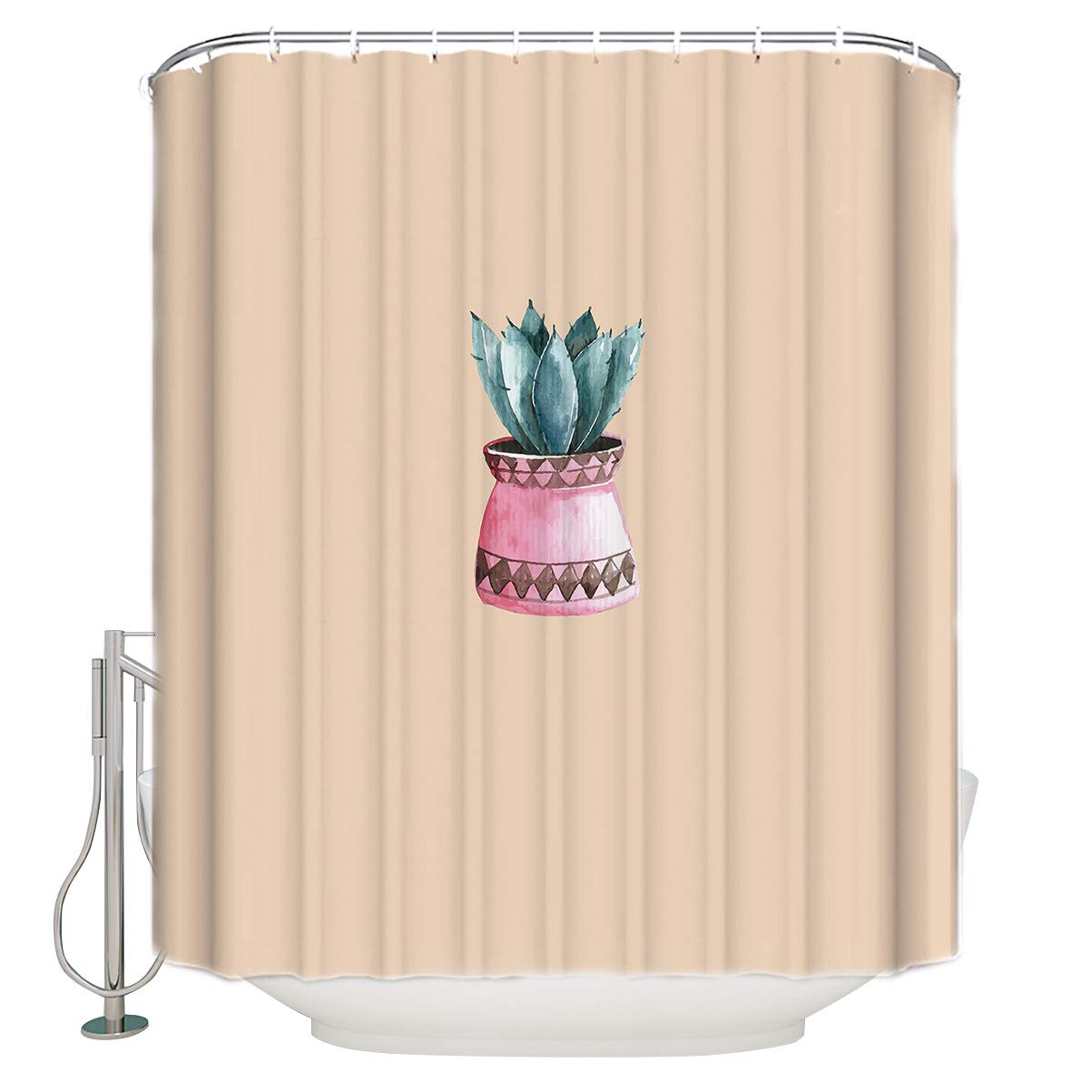 Waterproof Cactus Shower Curtain with Hooks - Bathroom Decor for Plants Lovers