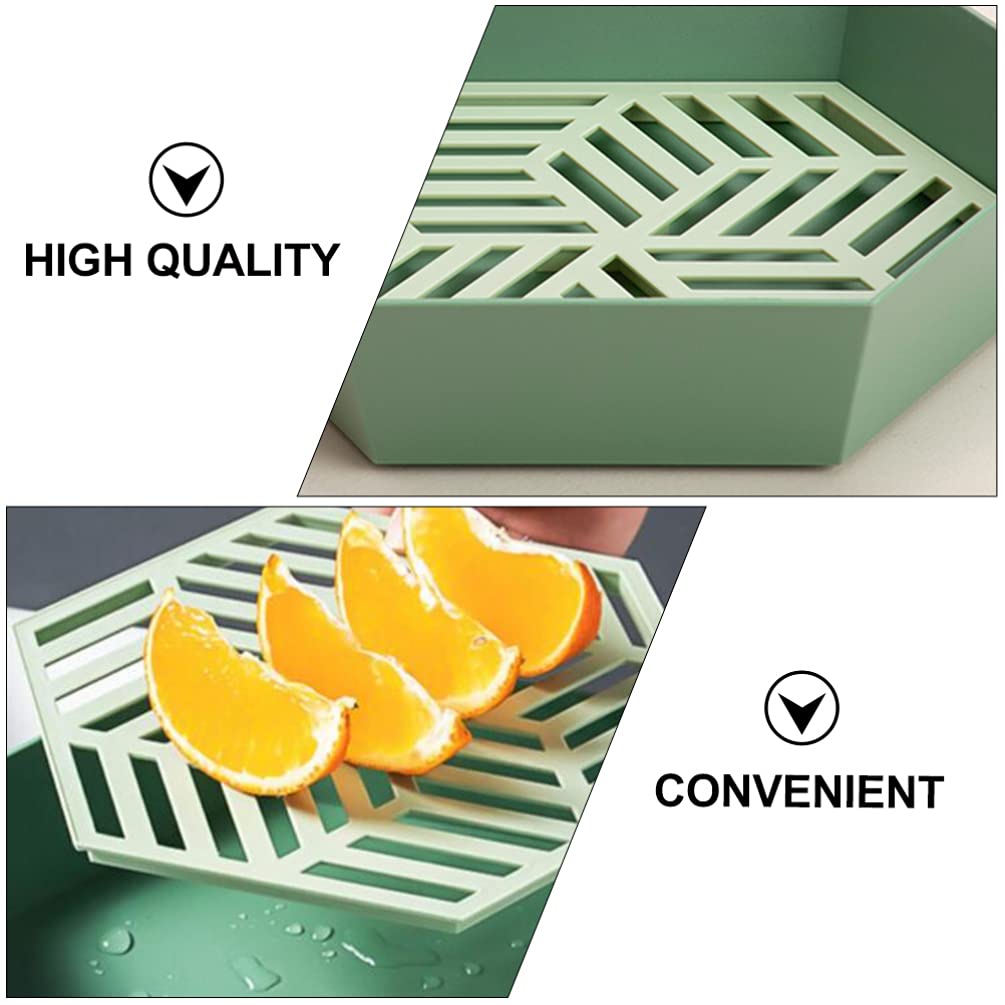 Hexagon Plastic Fruit Drainer Basket - Multi-Purpose Kitchen Draining Tray for Fruits, Snacks & Tea - Creative Home Fruit Plate for Parties, Picnics & Daily Use