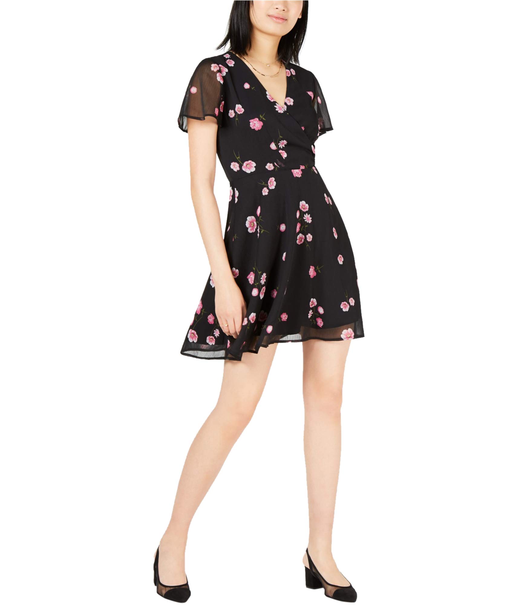 Maison Jules Women's Printed Faux-Wrap Dress - Floral Summer Casual Dress for Women, Perfect for Office, Party & Vacation Wear