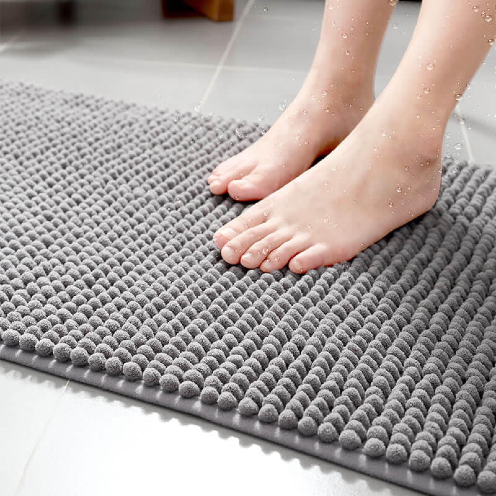 Premium Soft Absorbent Microfiber Bathroom Rugs - Non-Slip Plush Toilet Mat for Bathroom, Luxury Shaped Carpet with Quick-Dry Technology (Gray) - Perfect for Spa-Like Bathroom Decor & Cozy Home Comfort
