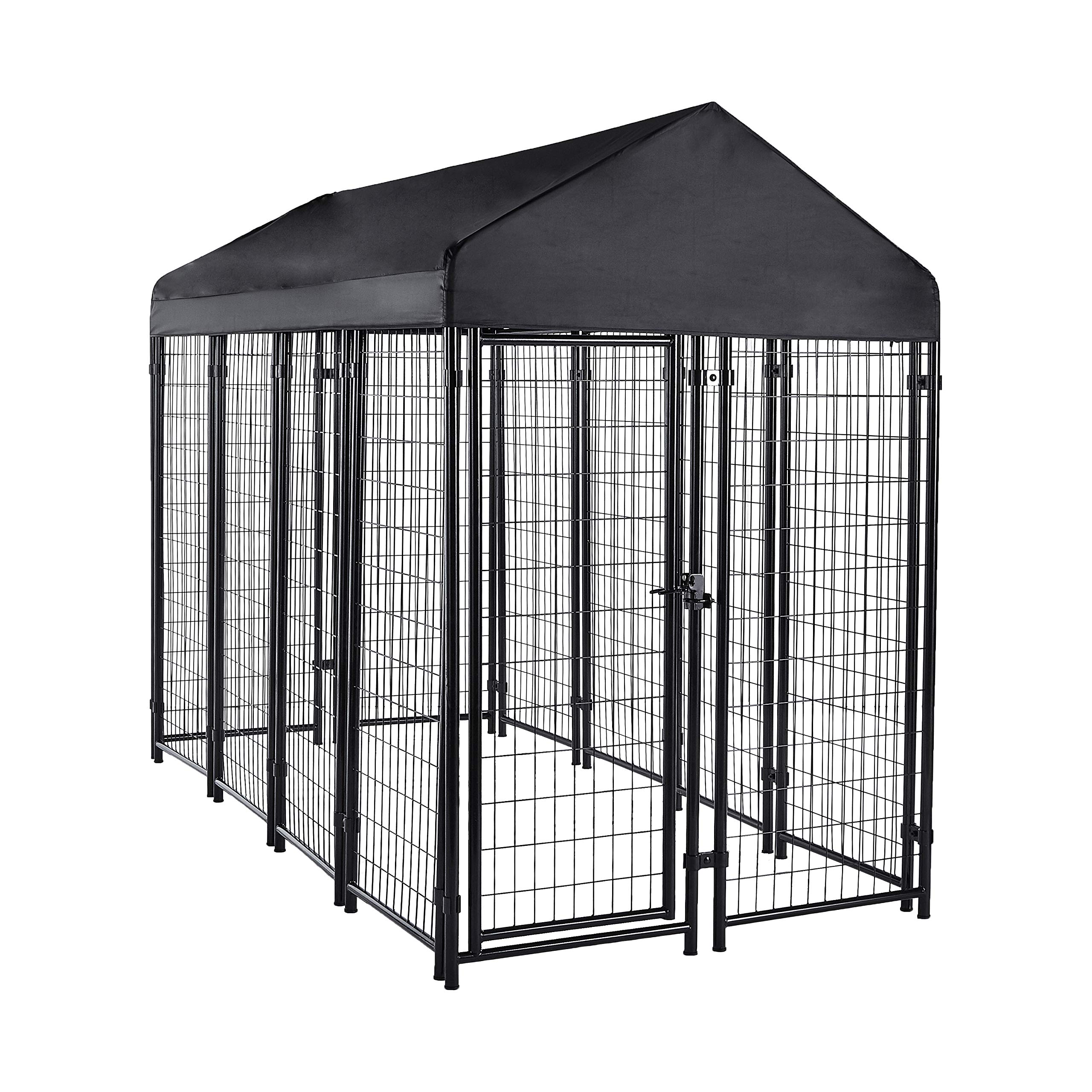 Amazon Basics Welded Outdoor Wire Crate Kennel - Heavy Duty Dog Cage for Large Dogs, Portable Pet Playpen with Removable Tray - Perfect for Backyard, Camping & Travel Use