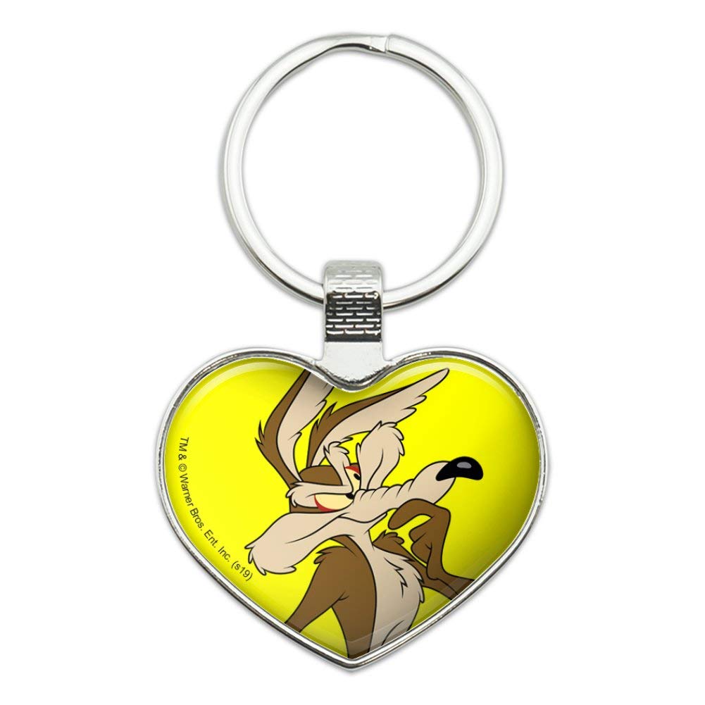 Looney Tunes Wile E Coyote Heart Love Metal Keychain - Durable Key Ring for Car Keys, House Keys & Backpacks - Perfect Gift for Cartoon Fans & Collectors