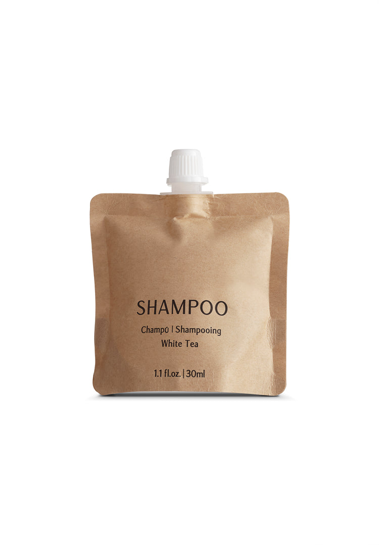 BIOCORN 100 / 200 Pack Eco-Friendly Shampoo Travel Size (1.1oz/30ml) - Recyclable Kraft Paper Pouch Bags for Hotels, Gyms, Salons & Sample Giveaways