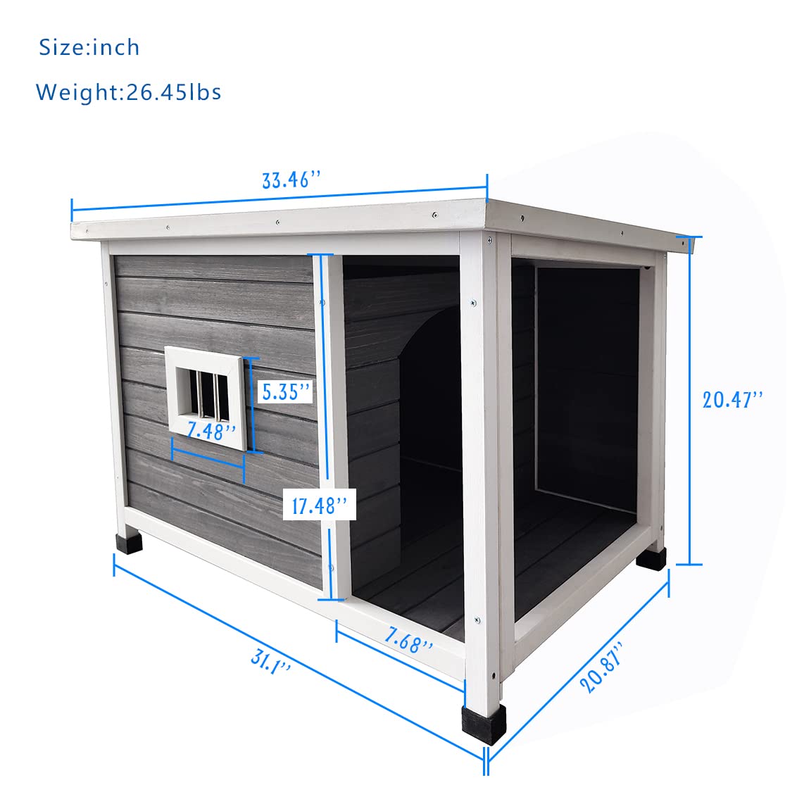 Waterproof Wooden Dog House with Porch Deck - Outdoor Puppy Kennel & Weatherproof Dog Cage for Backyard, Garden, and Camping Use