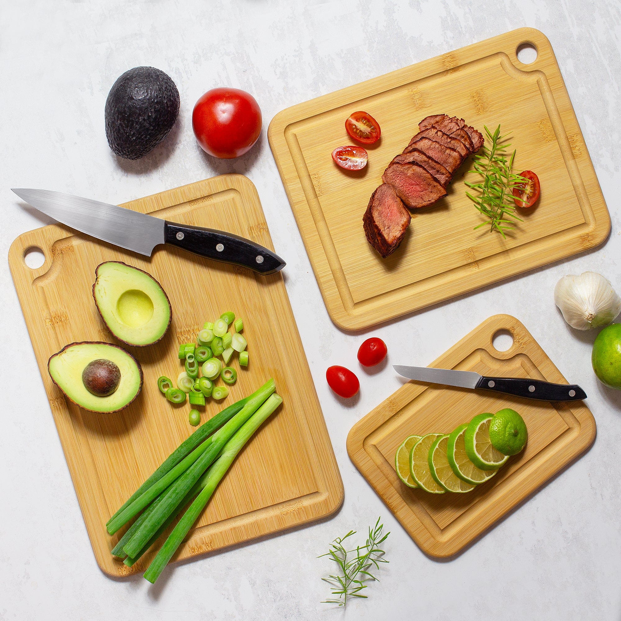 Premium 3-Piece Bamboo Cutting Board Set with Juice Grooves - Durable, Eco-Friendly Kitchen Essentials for Chopping, Slicing & Serving - Perfect for Home Cooks & Professional Chefs