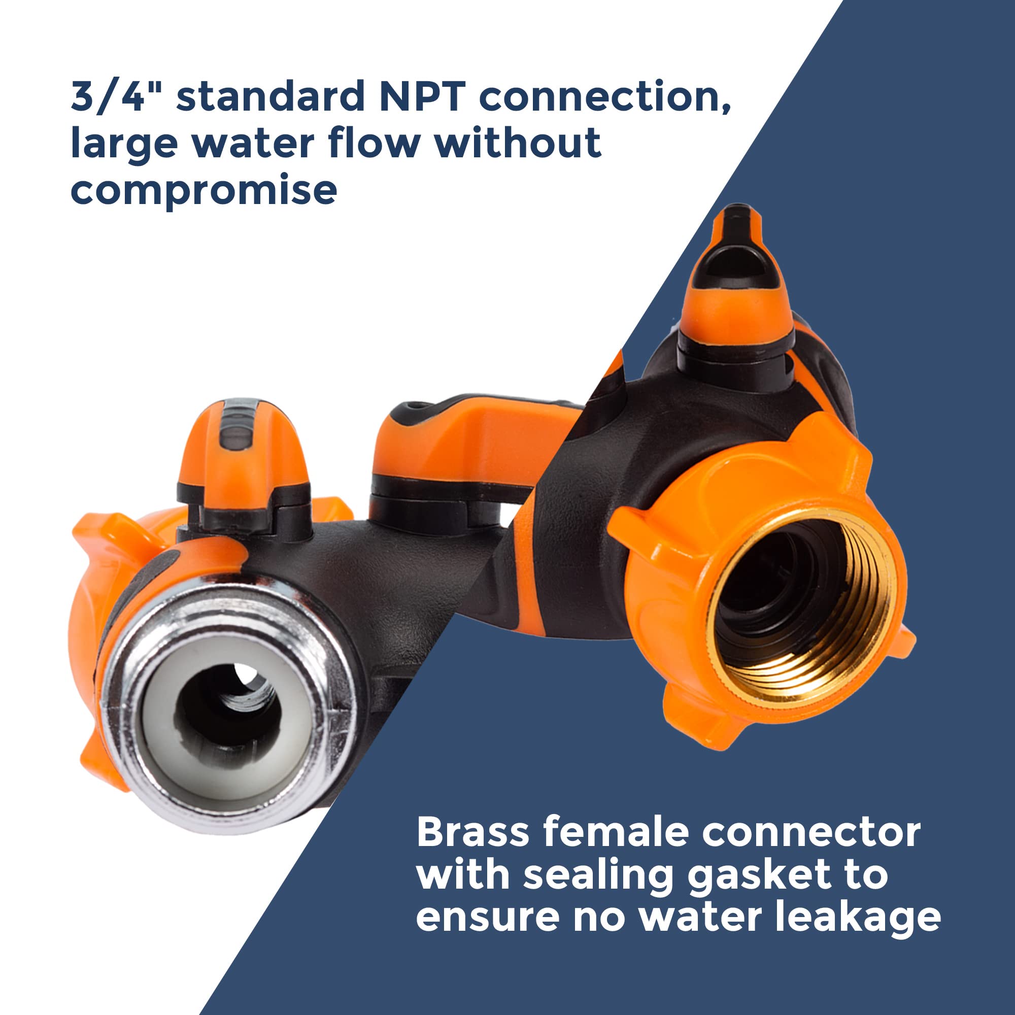 Giraffe Tools Heavy Duty 5/8 Inch Garden Hose Splitter with 75ft Reusable Connector - Male to Female Water Hose Adapter for Lawn Irrigation, Car Washing & Outdoor Cleaning