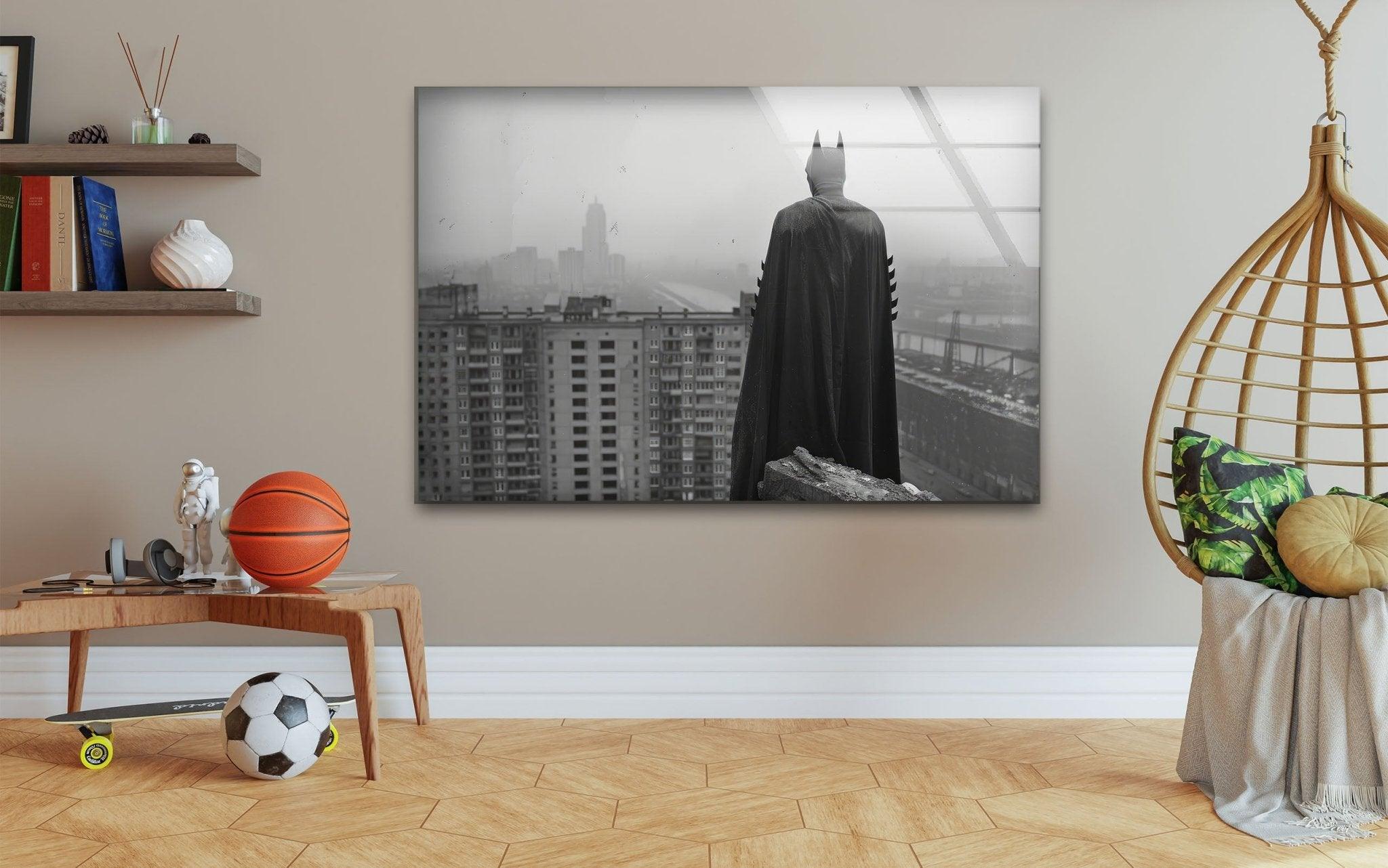 Batman City Skyline Glass Wall Art - Stunning Gotham City Decor for Home & Office - Perfect for Superhero Fans & Comic Book Lovers