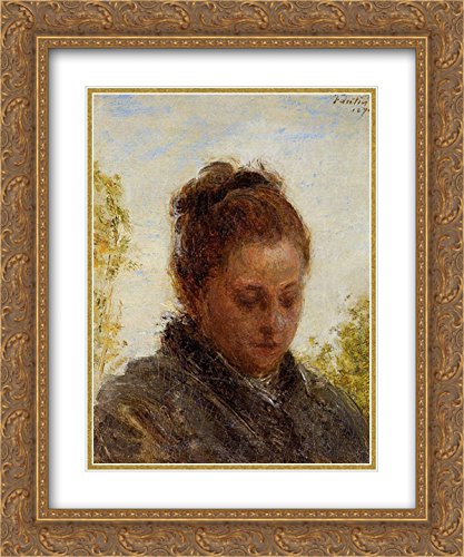Ignace Henri Jean Fantin-Latour 'Head of a Young Woman' 20x24 Gold Ornate Framed Art Print - Double Matted Museum Quality Wall Decor for Living Room, Bedroom & Office