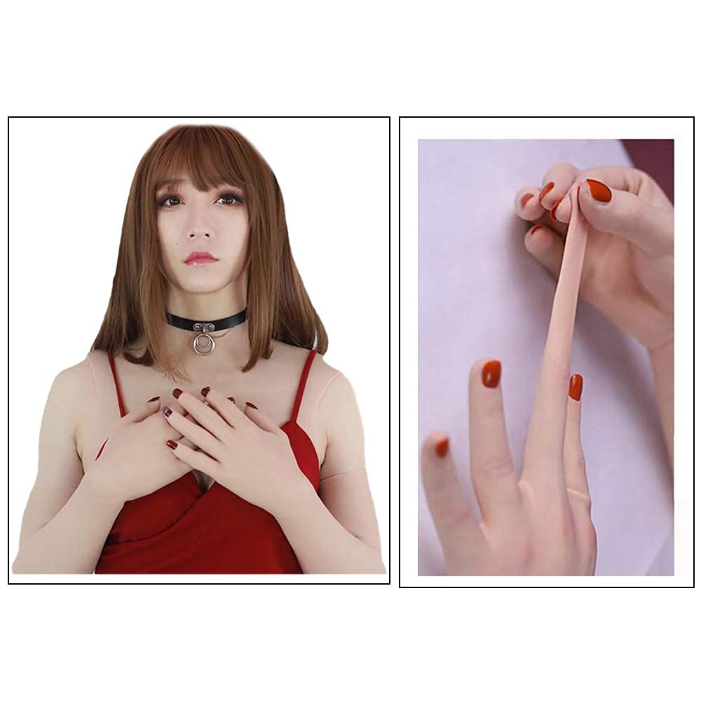 Realistic Silicone Gloves - Soft Fake Female Hands with Half Arm for Crossdressers, Transgender & Drag Queens | Perfect for Cosplay, Halloween & Performance Costumes