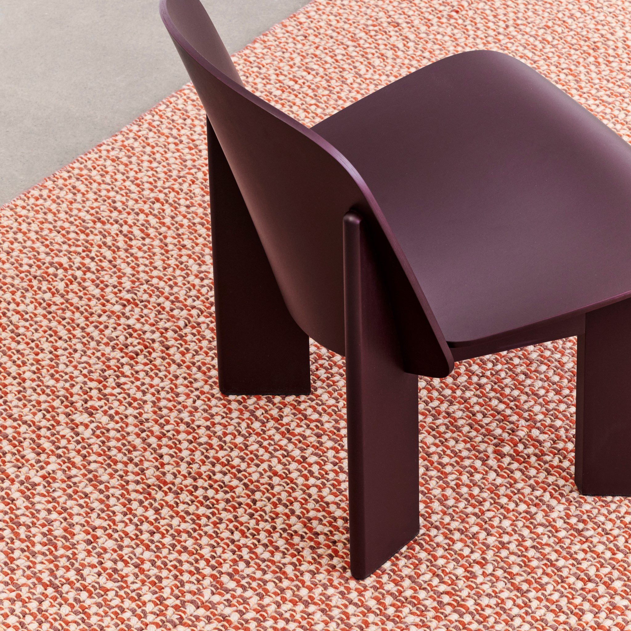 HAY Chisel Lounge Chair in Bordeaux Lacquered Beech - Modern Scandinavian Design for Living Room, Office & Lounge Areas