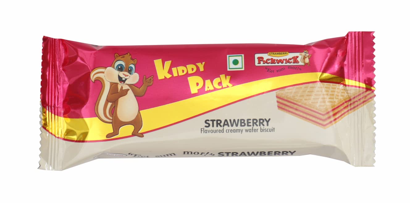 Pickwick Strawberry Wafer Biscuits - 18 Pack (22g Each) | Natural Fruit Powder | Crispy, Creamy Snack for Kids & Adults | Perfect for Lunchboxes, Parties & Office Snacks