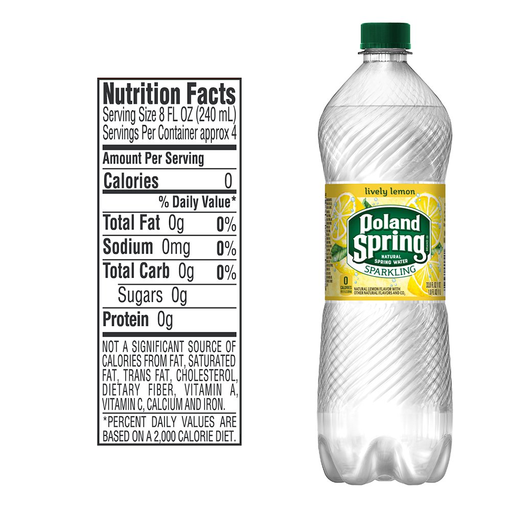 Sparkling Poland Spring Natural Spring Water with Lively Lemon Flavor - 33.8 oz Single Plastic Bottle | Refreshing Hydration for Workouts, Office & Outdoor Activities