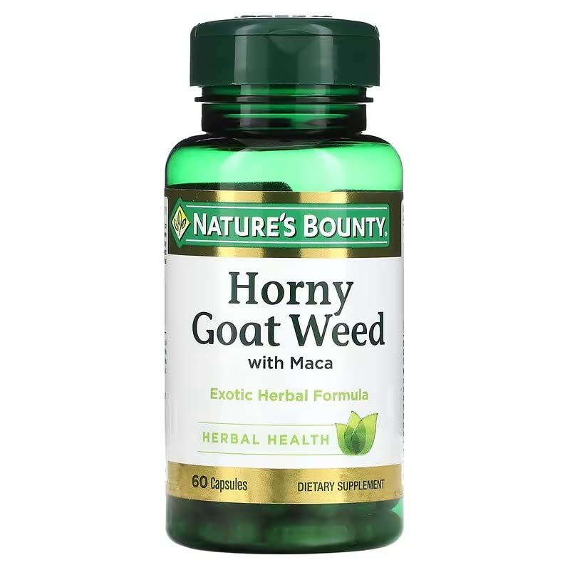 Nature's Bounty Horny Goat Weed with Maca Root - 120 Capsules (60 Capsules x 2 Pack) - Natural Energy & Vitality Supplement for Men & Women - Perfect for Workout Recovery & Intimate Moments