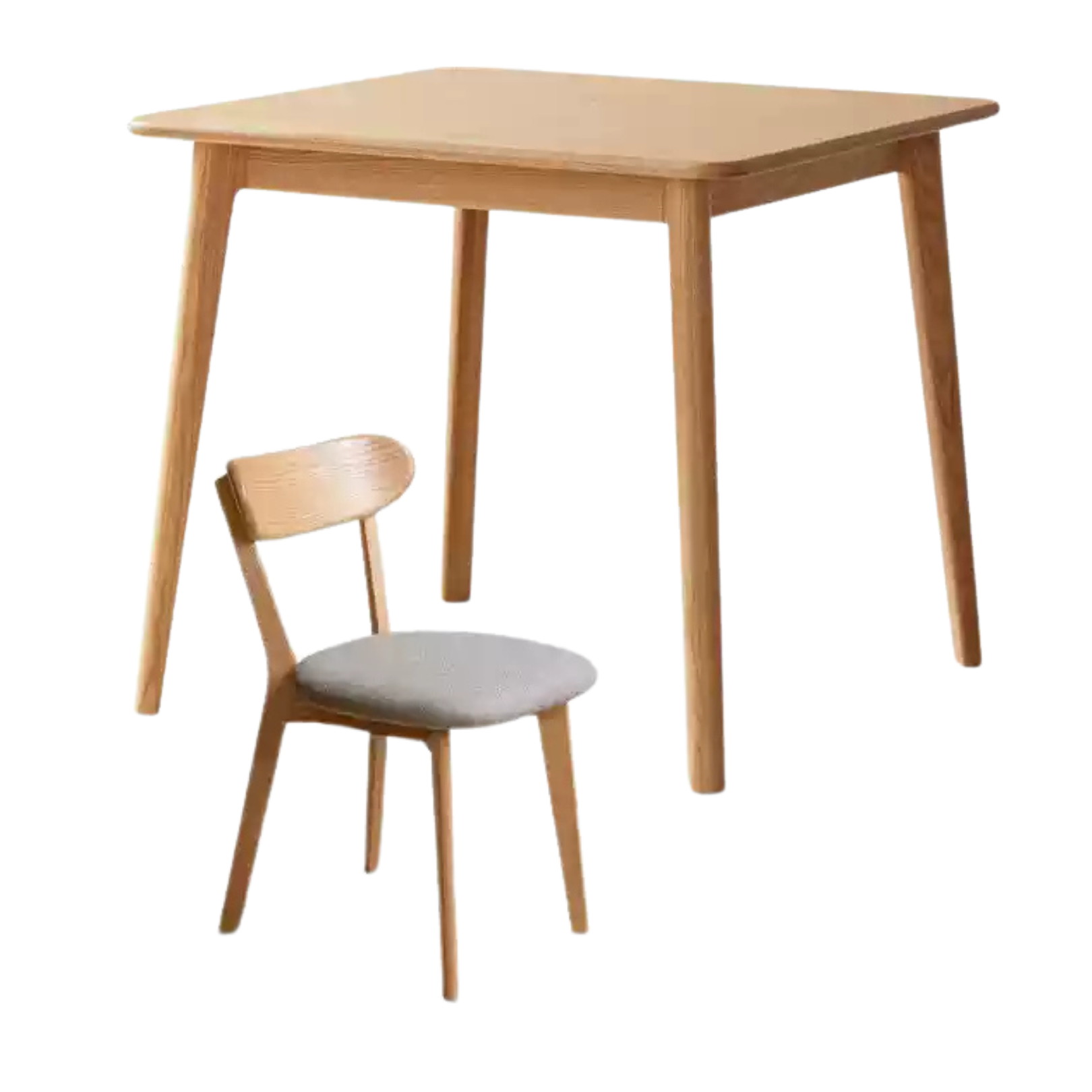Solid Oak Wood Slanted Leg Square Dining Table - Modern Farmhouse Style for Kitchen, Dining Room & Small Spaces