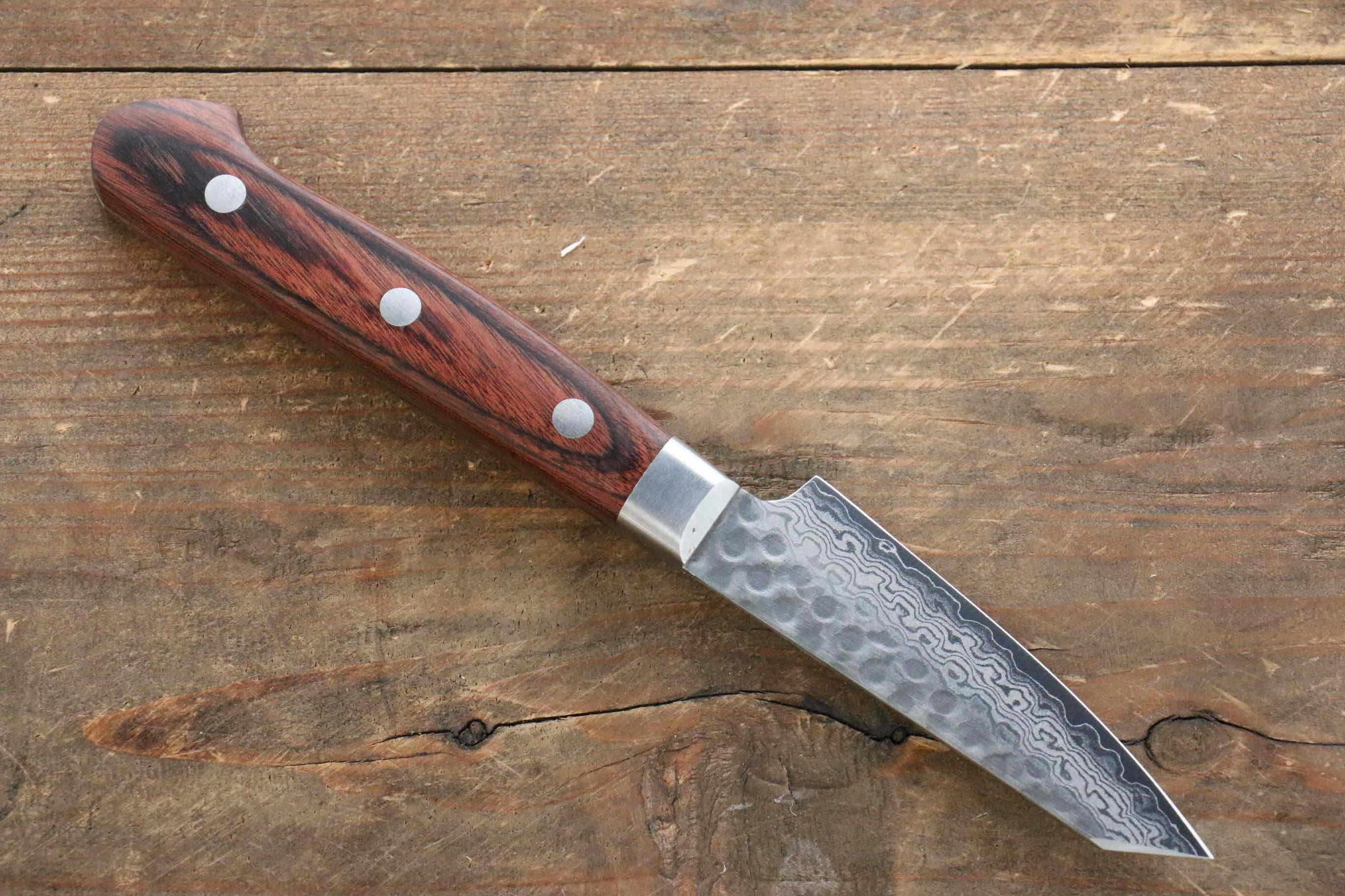 Jikko VG10 17-Layer Damascus Steel Paring Knife 70mm with Mahogany Handle - Perfect for Peeling, Slicing & Precision Kitchen Tasks