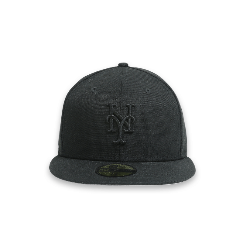 New Era New York Mets Blackout Basic 59FIFTY Fitted Hat - Official MLB Baseball Cap for Men & Women - Perfect for Games, Streetwear & Sports Fans