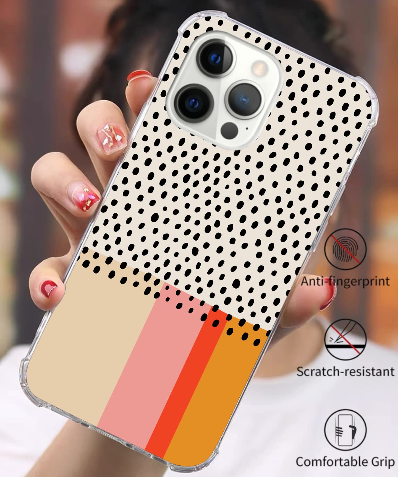Elegant Polka Dot Phone Case for iPhone 13 Pro Max - Cute Dalmatian Spots Design, Soft TPU Bumper Cover | Trendy Protective Case for Women, Girls | Perfect for Everyday Use, Office, School & Travel