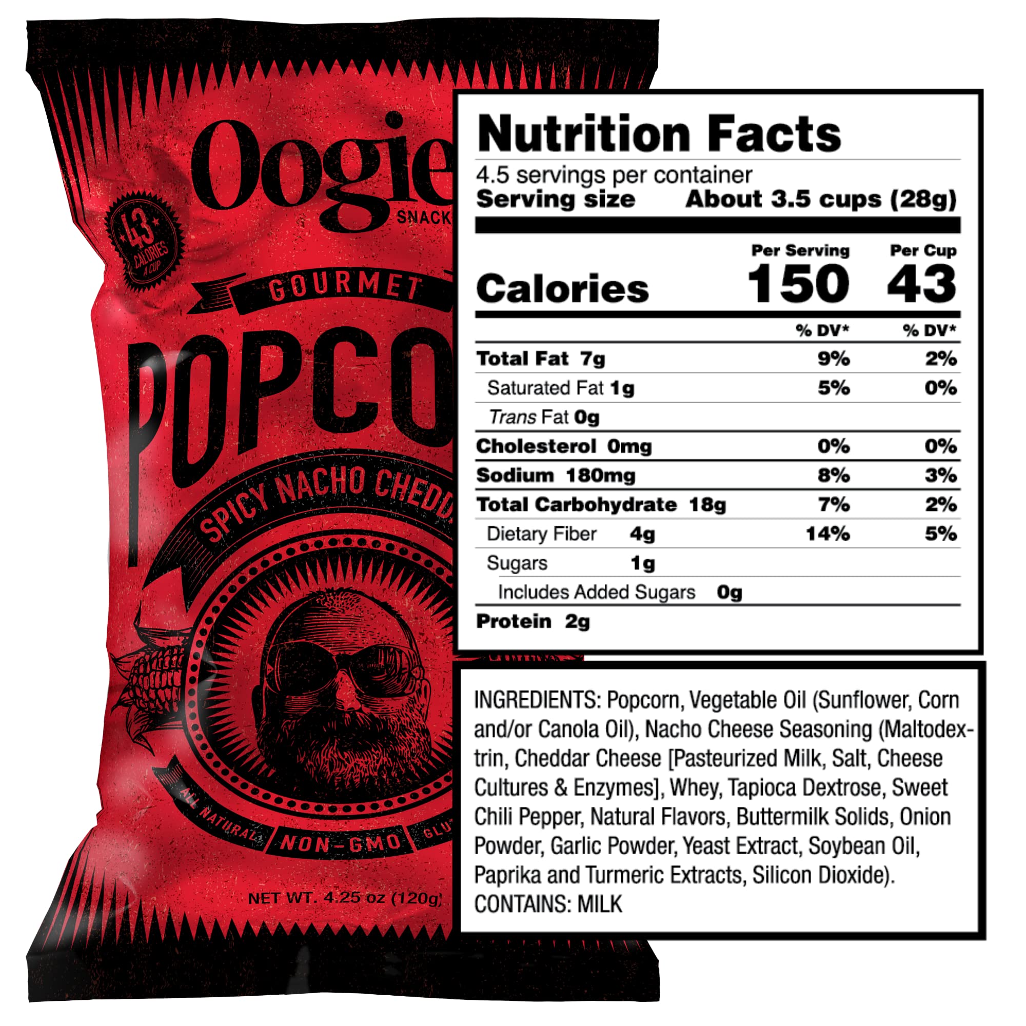 Oogie's Gourmet Popcorn - 4 Pack Variety Flavor Snacks | Gluten Free, Non-GMO | 4.25oz Big Bags | Perfect for Movie Nights, Parties & Office Snacking