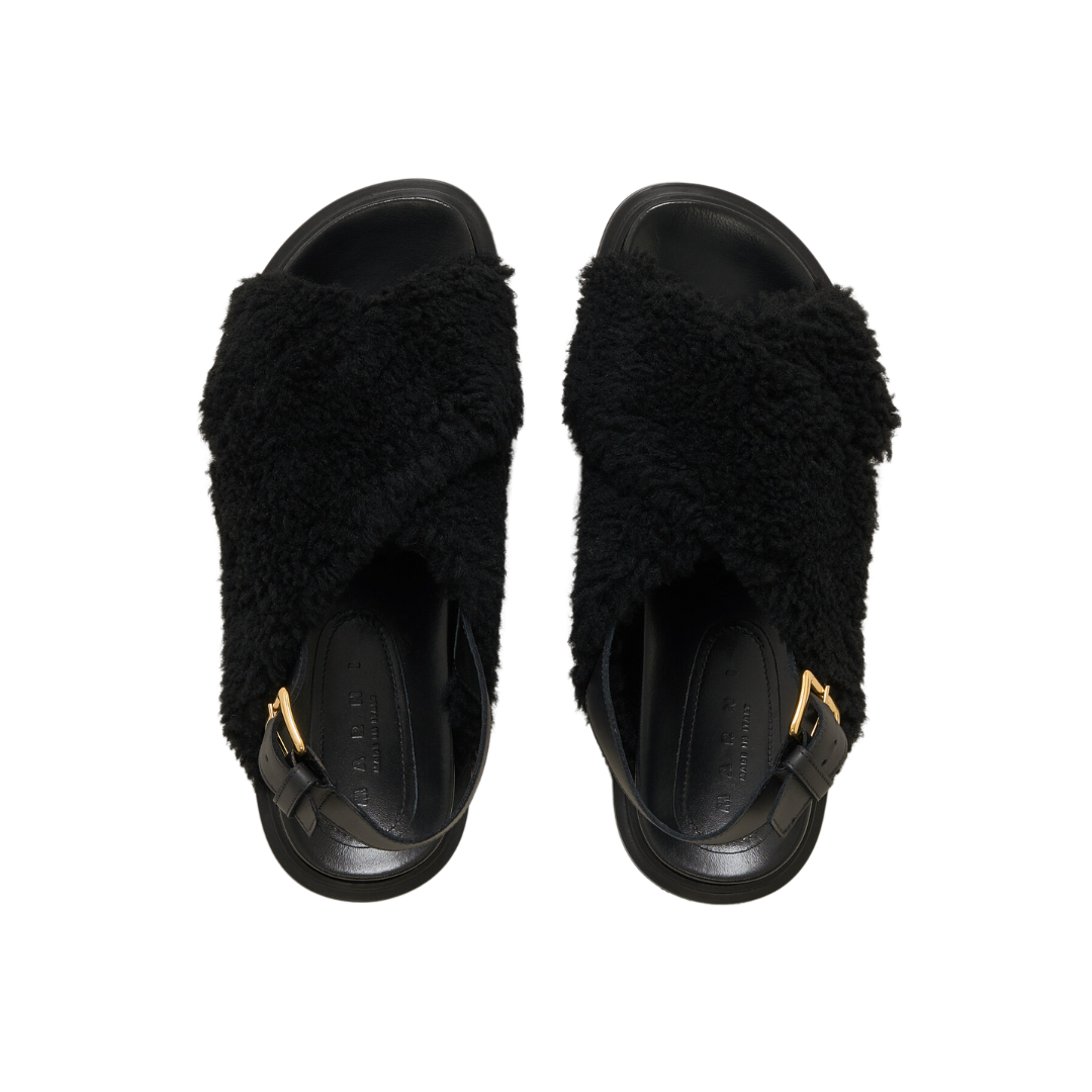 Women's Shearling Criss Cross Sandals - Cozy Winter Slippers for Home & Outdoor Comfort
